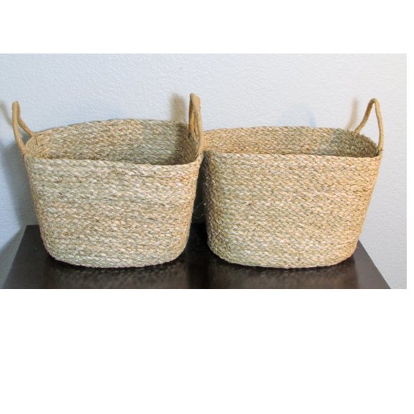 Set of 2 Wicker Baskets with Handles - Picture 5 of 6
